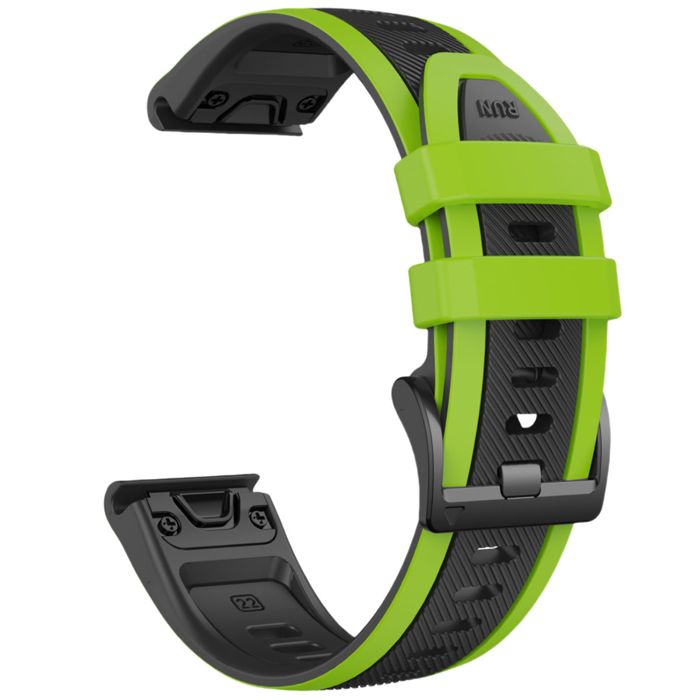 Tiera Garmin Fenix Sport silikonarmband quick release 26 mm svart-grön main product photo