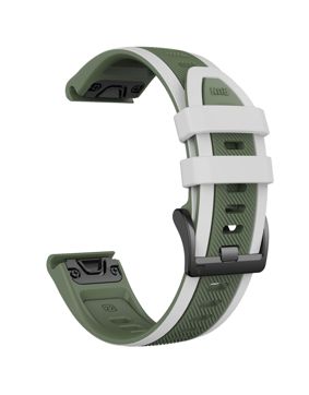 Tiera Garmin Fenix Sport silikonarmband quick release 22 mm grön-vit