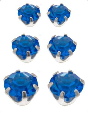 Silver Bar zirkonörhängen 3-pack blå 3+4+5mm 7125