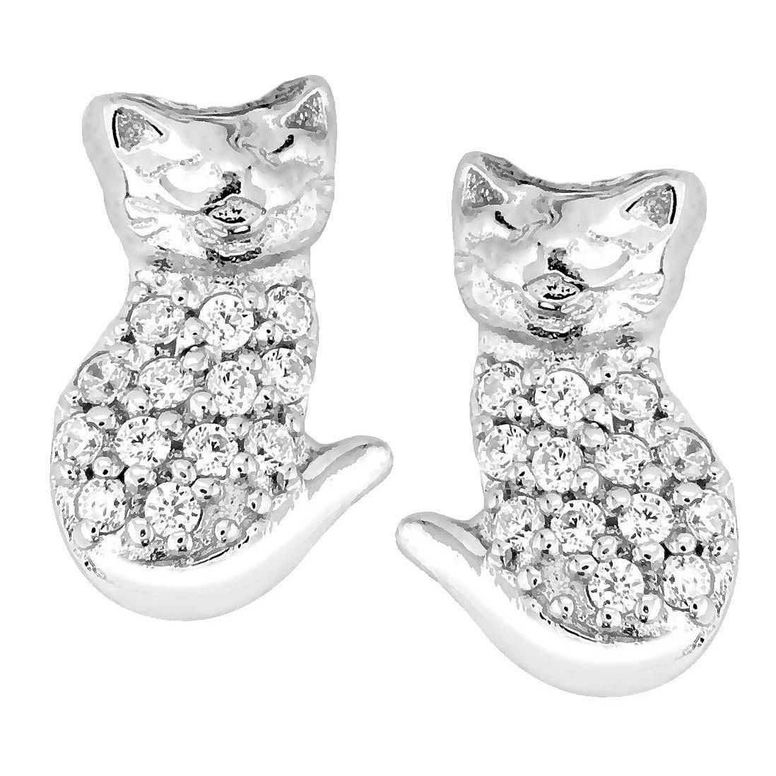 Lykka Symbols katt silverörhängen 9 mm