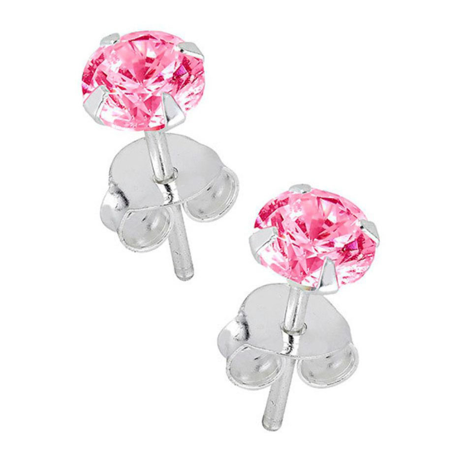 Lykka Casuals silverörhängen rosa zirkonia 4 mm