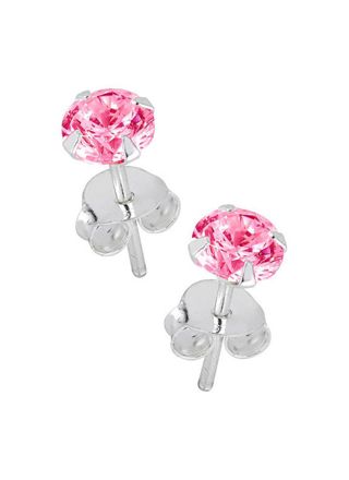 Lykka Casuals silverörhängen rosa zirkonia 4 mm