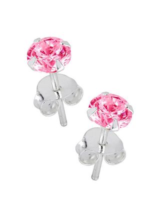 Lykka Casuals silverörhängen rosa zirkonia 8 mm