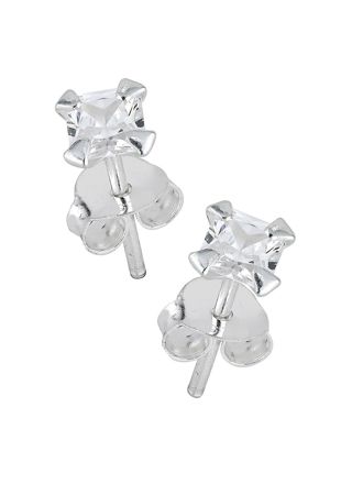 Lykka Casuals silverörhängen klar fyrkantig zirkonia 4 mm