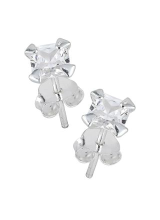 Lykka Casuals silverörhängen klar fyrkantig zirkonia 6 mm