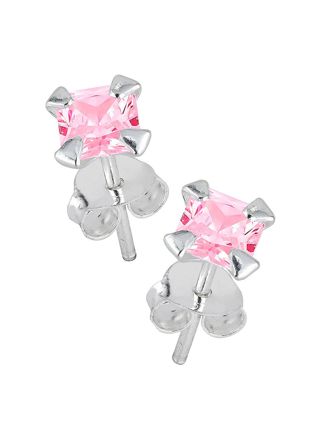 Lykka Casuals silverörhängen rosa fyrkantig zirkonia 5 mm