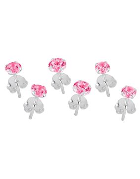 Lykken Casuals silverörhängesset rosa zirkonia 3–5 mm
