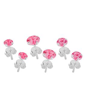 Lykken Casuals örhängesset silver rosa zirkonia 4–6 mm