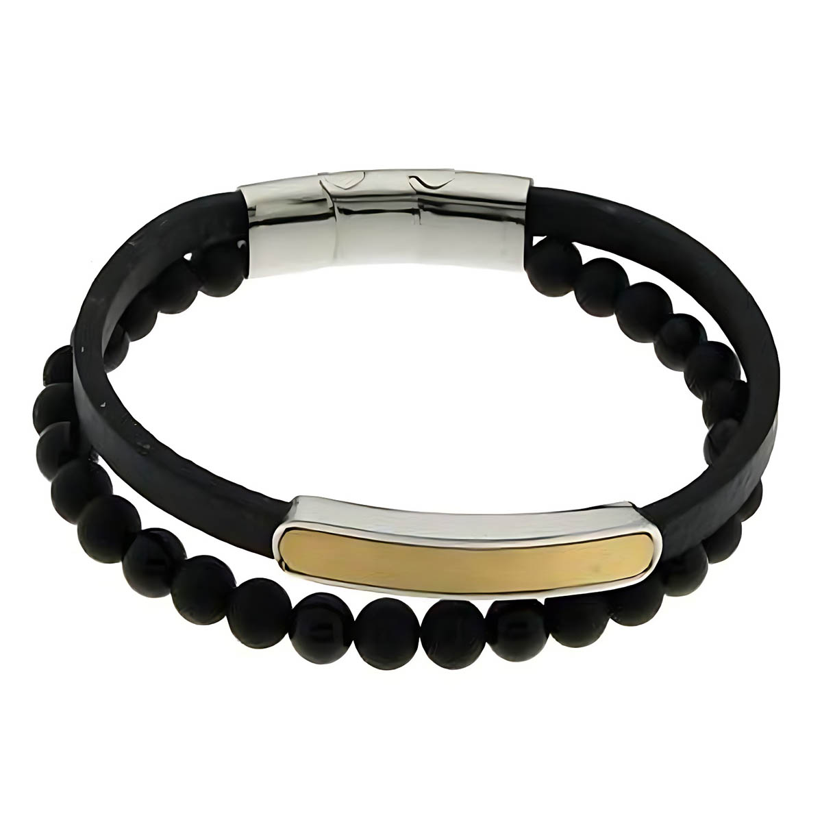 Lykka Strong läder armband med sten 21cm