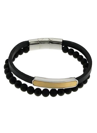 Lykka Strong läder armband med sten 21cm