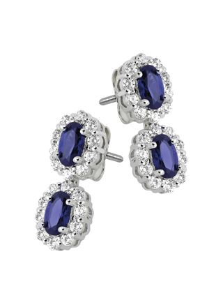 Lykka Casuals silverörhängen blå oval halo