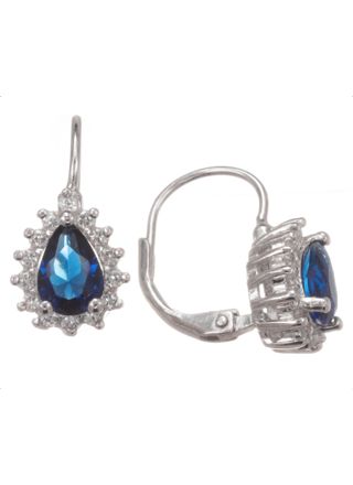 Silver Bar Diana hängande örhängen blå halo 20 mm 7174