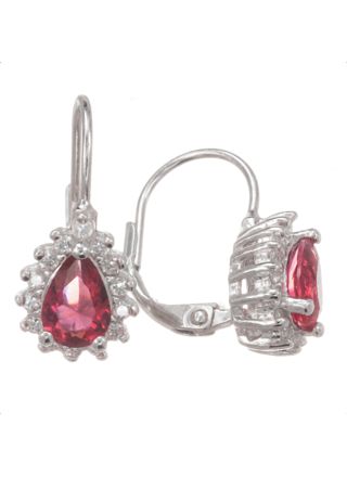 Silver Bar Diana hängande örhängen röd halo 20 mm 7175