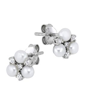 Lykken Pearls pärlörhängen blomma med zirkonia