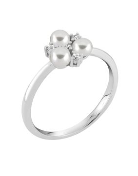 Lykka Pearls silverpärlring med zirkonia