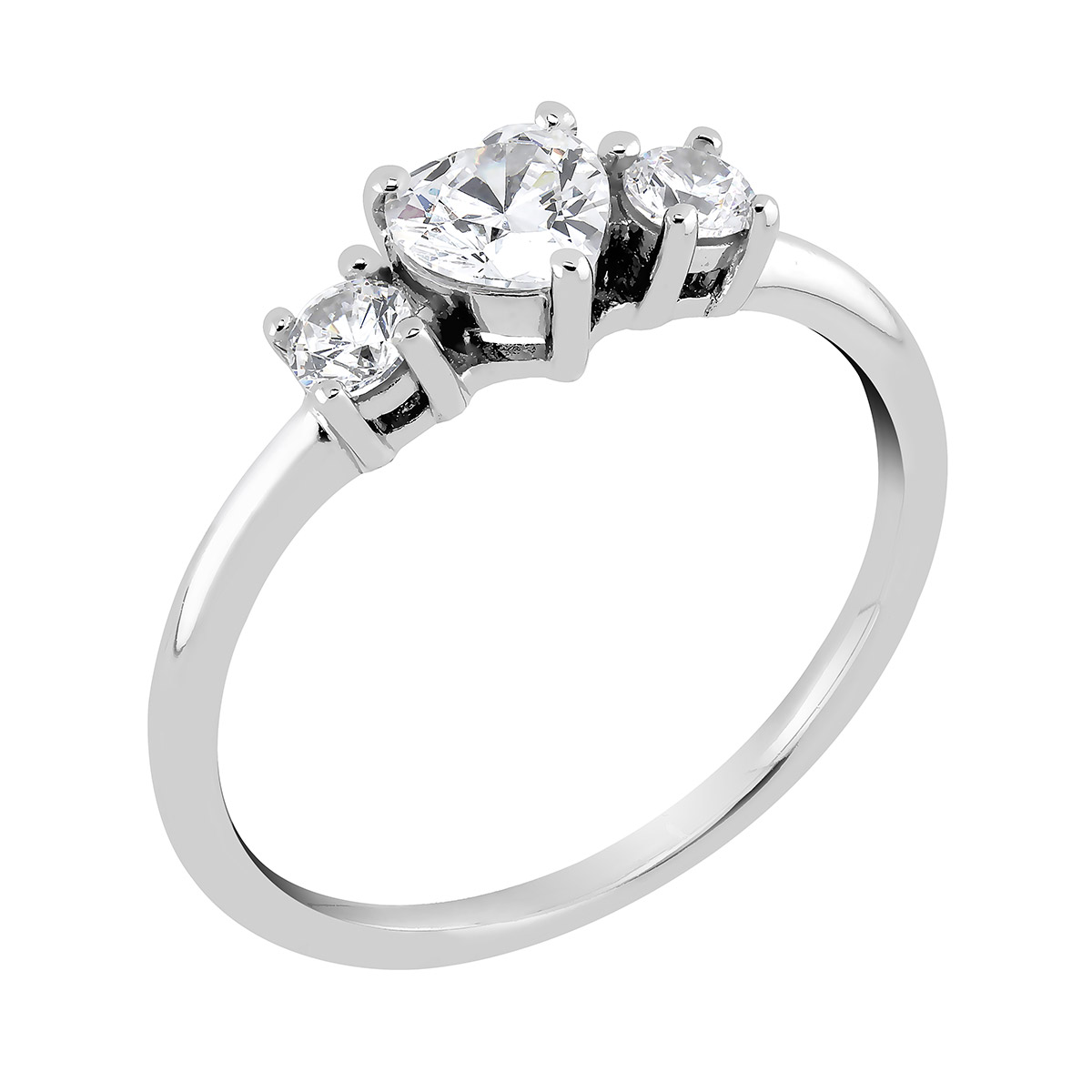 Lykka Hearts silverhjärtering med tre stenar och zirkonia