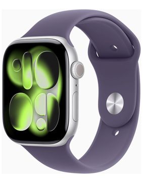 Apple Watch Series 11 GPS + Cellular 46mm Silver Aluminium Case with Purple Fog Sport Band MFCR4QN/A