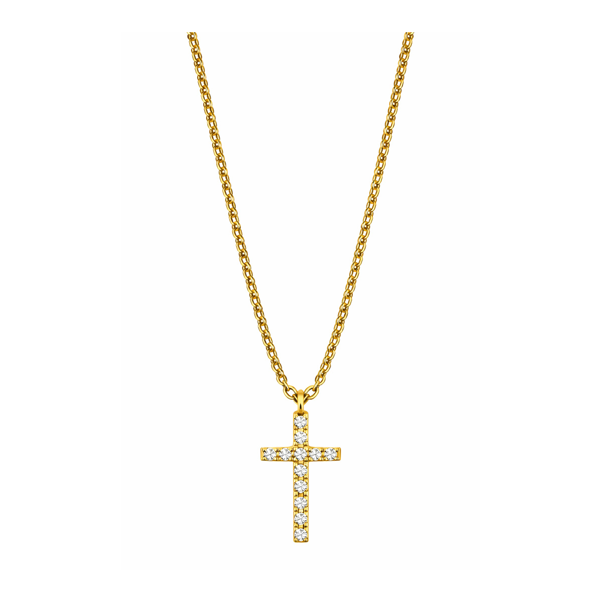 Lykka Crosses förgyllt zirkonia korshalsband 15,5 mm