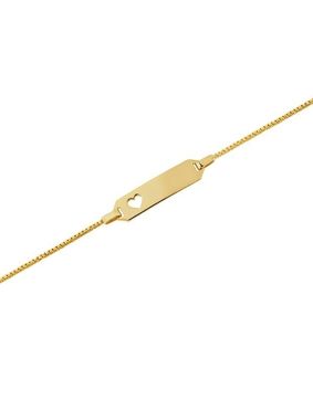 Lykken Basics graverbart förgyllt hjärtformat silverarmband för barn 14 cm