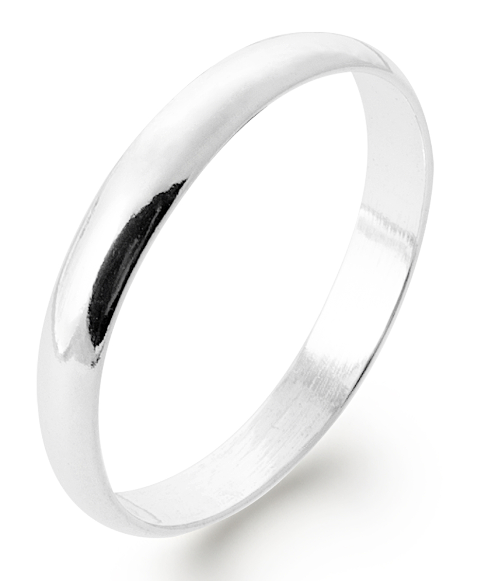 Lykka lätt kupad slät silver ring 3 mm 