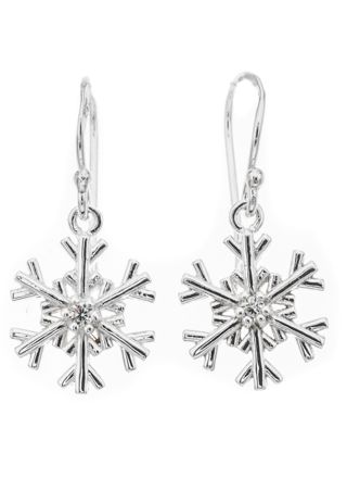 Silver Bar snöflinga hängande zirkon örhängen 27 mm 7772