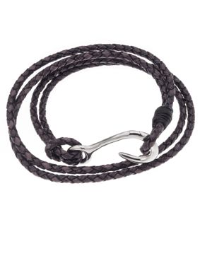 Silver Bar Krok läder armand stål-läder brun 19,5 cm 7802
