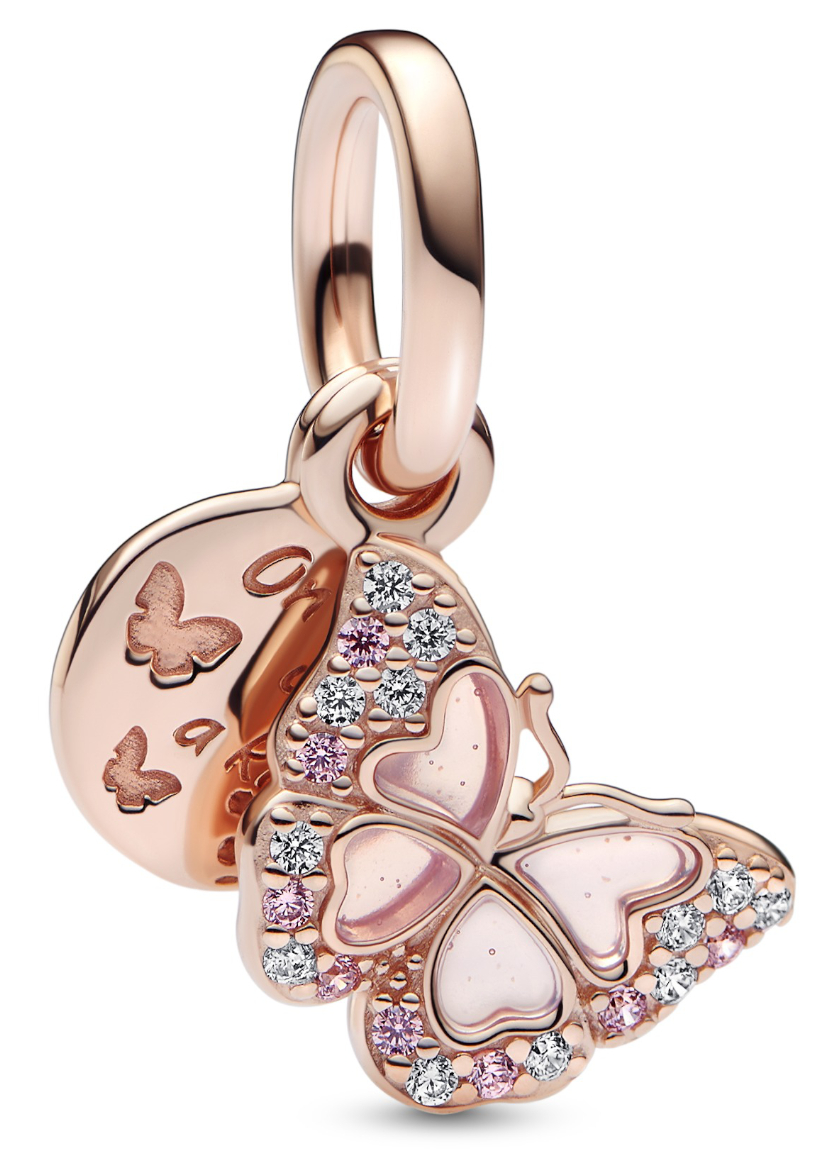 Pandora Moments Pink Butterfly & Quote berlock 782555C01