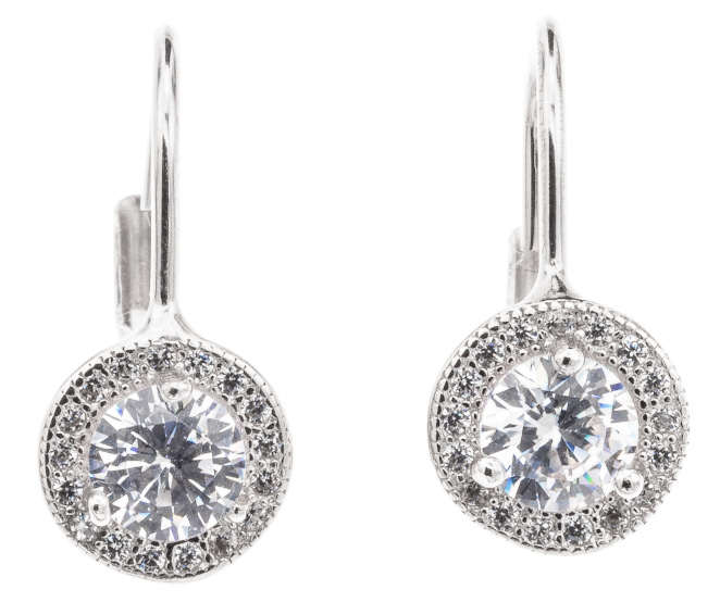 Silver Bar Diana hängande örhängen klar halo 20 mm 7874