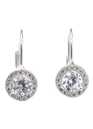 Silver Bar Diana hängande örhängen klar halo 20 mm 7874