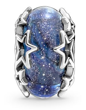 Pandora Galaxy Blue & Star Murano Sterling silver glittery blue Murano glass berlock 790015C00