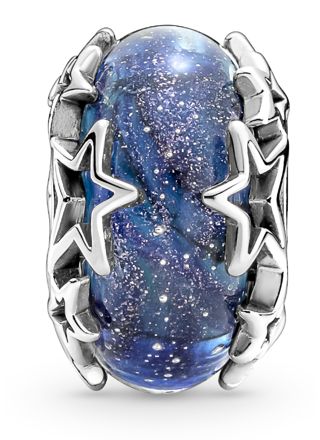 Pandora Galaxy Blue & Star Murano Sterling silver glittery blue Murano glass berlock 790015C00