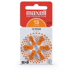 Maxell 13 hörapparatsbatteri 6-pack main product photo