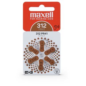 Maxell 312 hörapparatsbatteri 6-pack main product photo