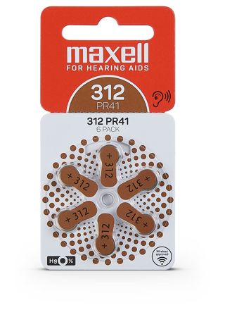 Maxell 312 hörapparatsbatteri 6-pack