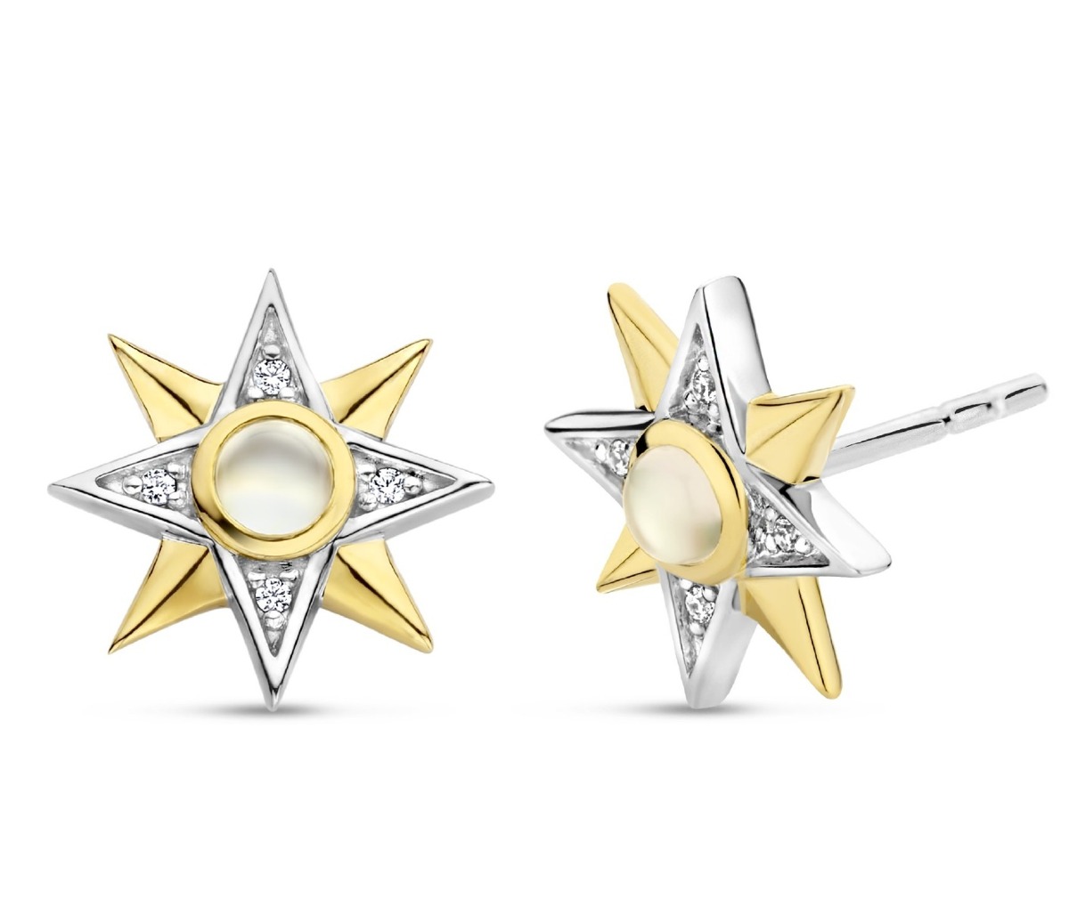 TI SENTO guld-silver stjärnörhängen 7932MW