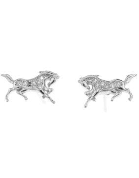 Silver Bar Happy springande häst zirkonörhängen 7 x 12 mm klar 7946