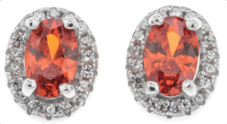 Silver Bar Lady Di röd halo örhängen 7 x 9 mm 7949