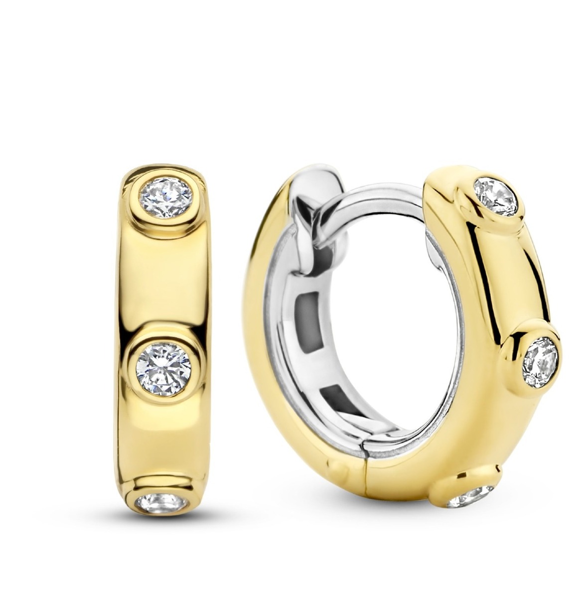 TI SENTO guldpläterad silverhoops med kubiska  zirkon 7953ZY