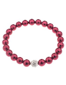 Silver Bar pärlemor armband flexibel one size röd 8008