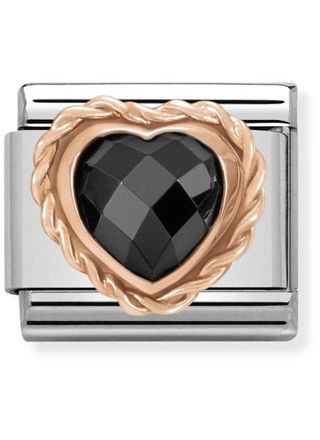 Nomination Rose Gold Heart with Black CZ 430602-011