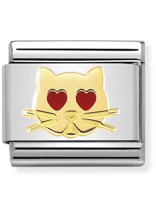 Nomination Gold Cat with Heart Eyes 030272-43