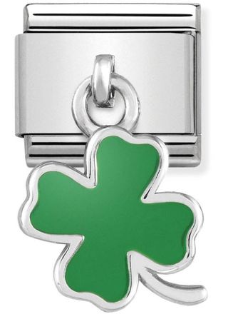 Nomination Silvershine Green Four-Leaf Clover 331805-01