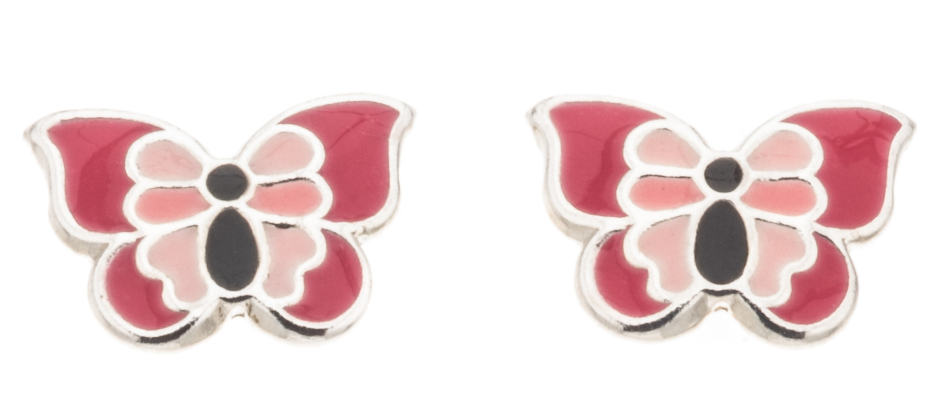 Silver Bar Fjäril örhängen ljusröd 7 mm 8084