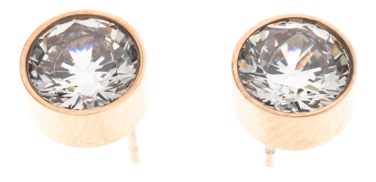 Silver Bar The bling stiftörhängen med zirkon 8 mm stål rosegoldplaterad 8126