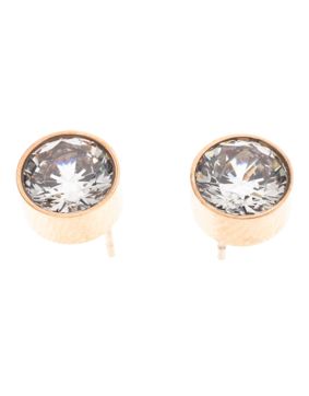 Silver Bar The bling stiftörhängen med zirkon 8 mm stål rosegoldplaterad 8126