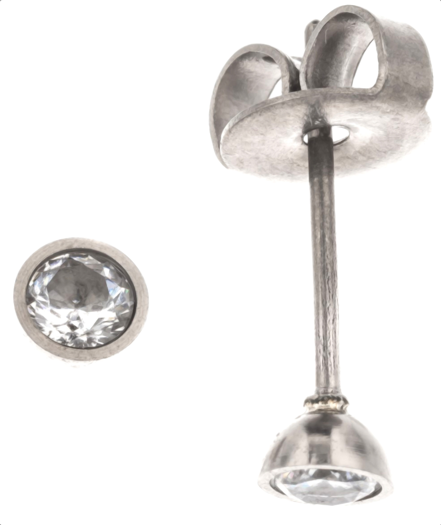 Silver Bar titan kubiska zirkon 3mm örhängen 8164