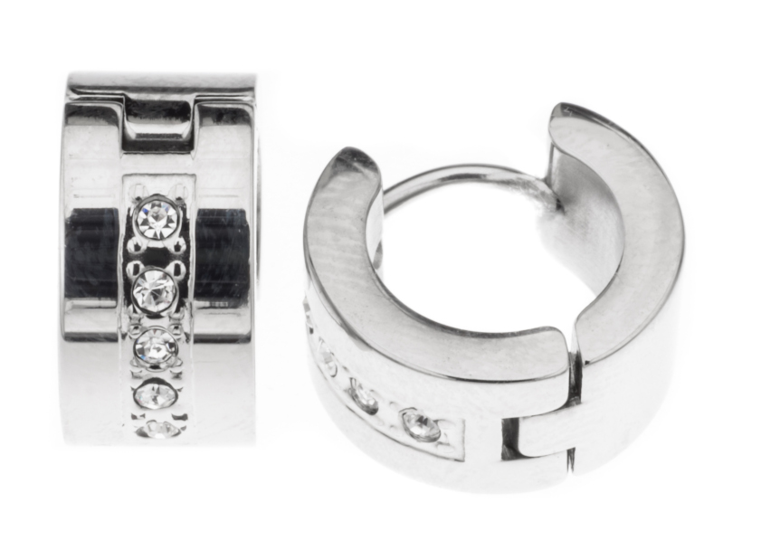 Silver Bar läkringar 7x14 mm stål med zirkon 8230