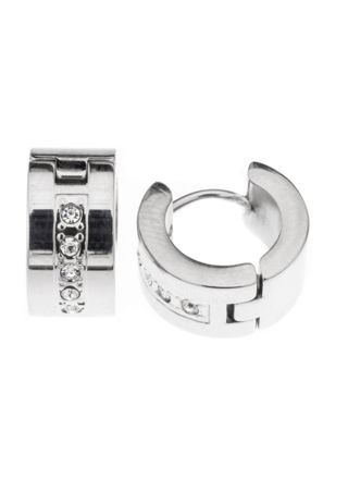 Silver Bar läkringar 7x14 mm stål med zirkon 8230