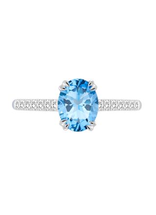 Lykka Elegance blå topas diamantring