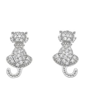 Silver Bar katt pave örhängen 15 mm 8322